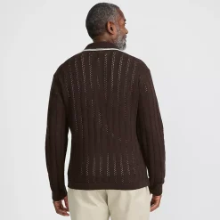 Men's Long Sleeve Button Through Summer Polo Cardigan