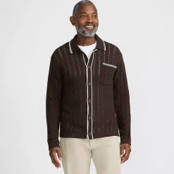 Men's Long Sleeve Button Through Summer Polo Cardigan
