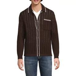Men's Long Sleeve Button Through Summer Polo Cardigan