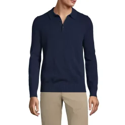 Men's Long Sleeve Cashmere Sweater Polo