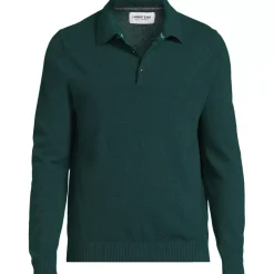 Men's Long Sleeve Cashmere Sweater Polo