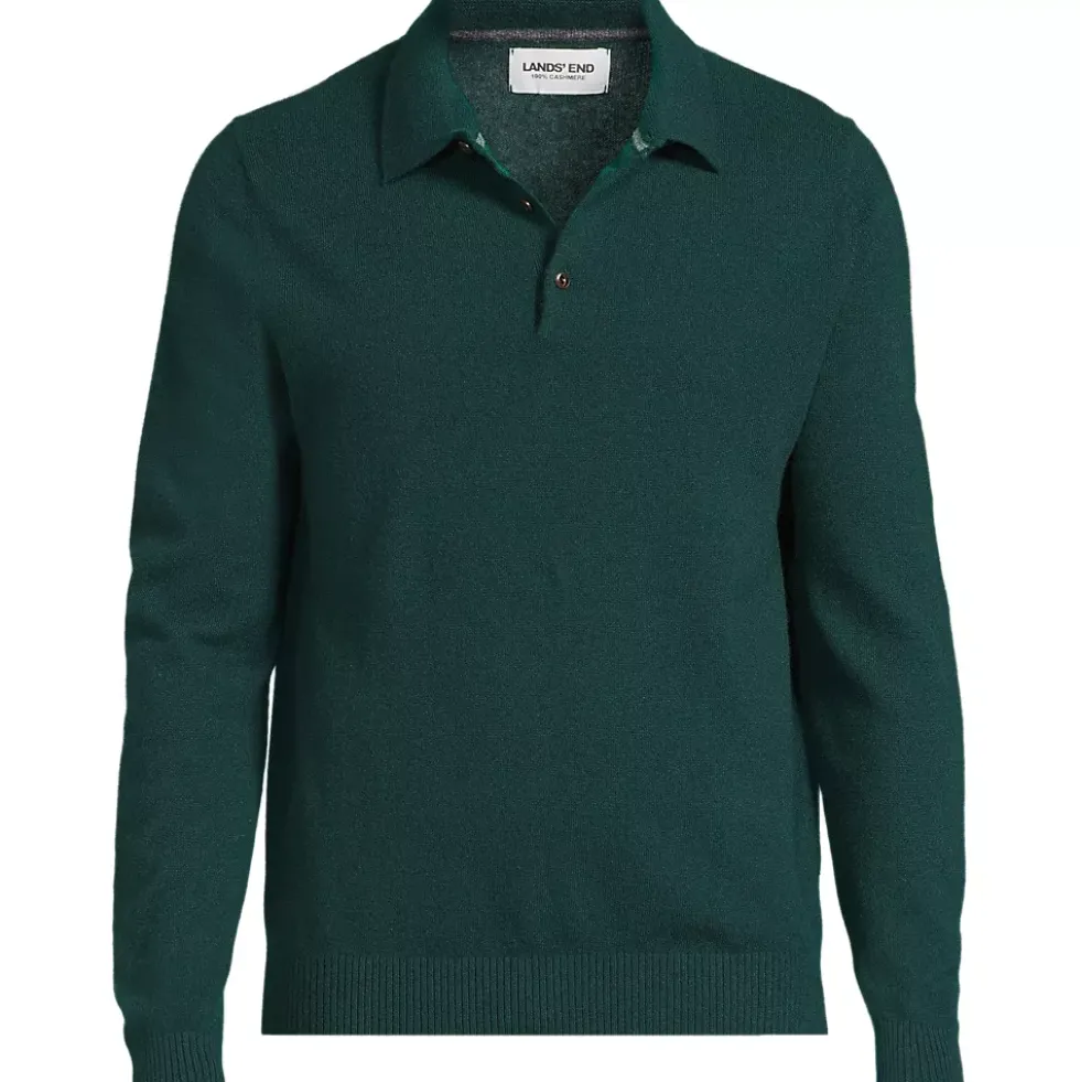 Men's Long Sleeve Cashmere Sweater Polo