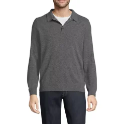 Men's Long Sleeve Cashmere Sweater Polo