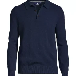 Men's Long Sleeve Cashmere Sweater Polo