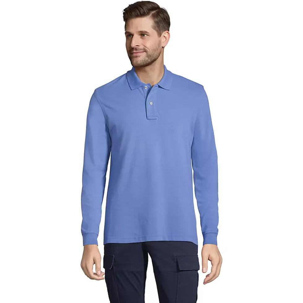 Men's Long Sleeve Classic Mesh Polo Shirt