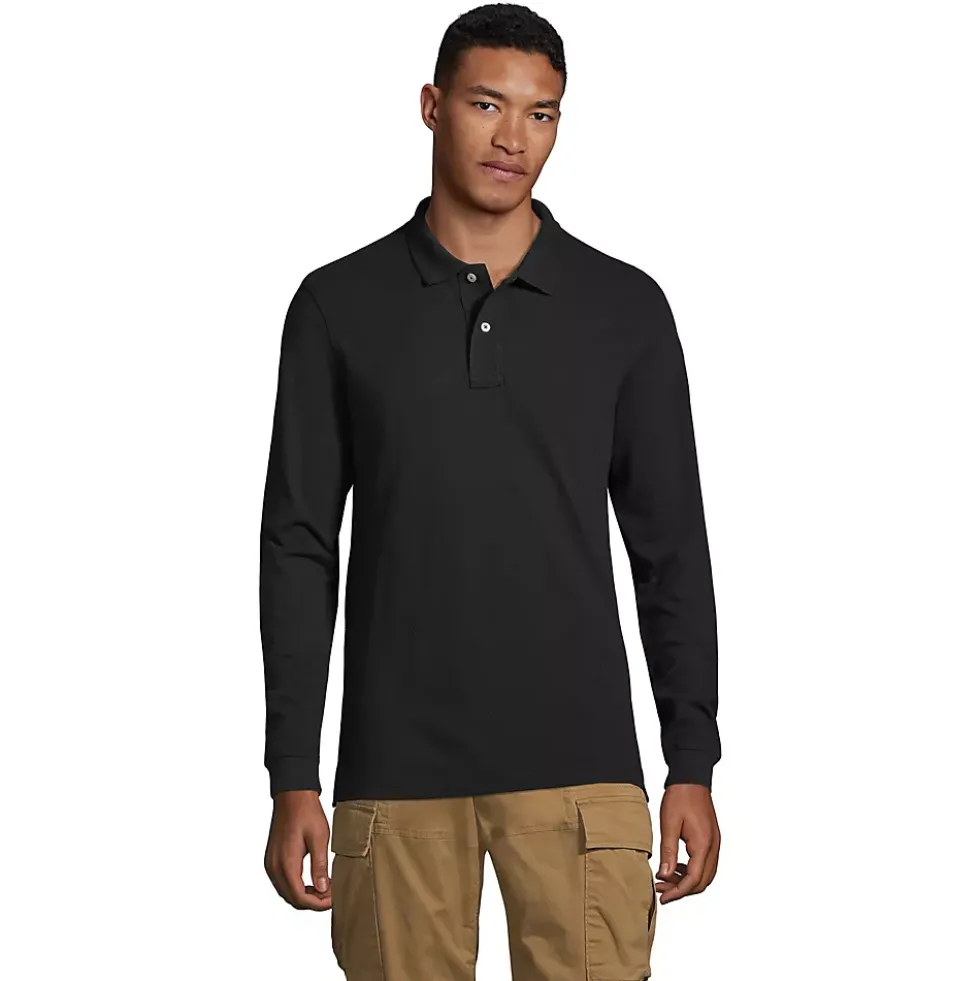 Men's Long Sleeve Classic Mesh Polo Shirt