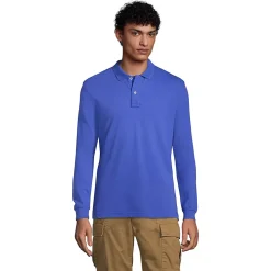 Men's Long Sleeve Classic Mesh Polo Shirt