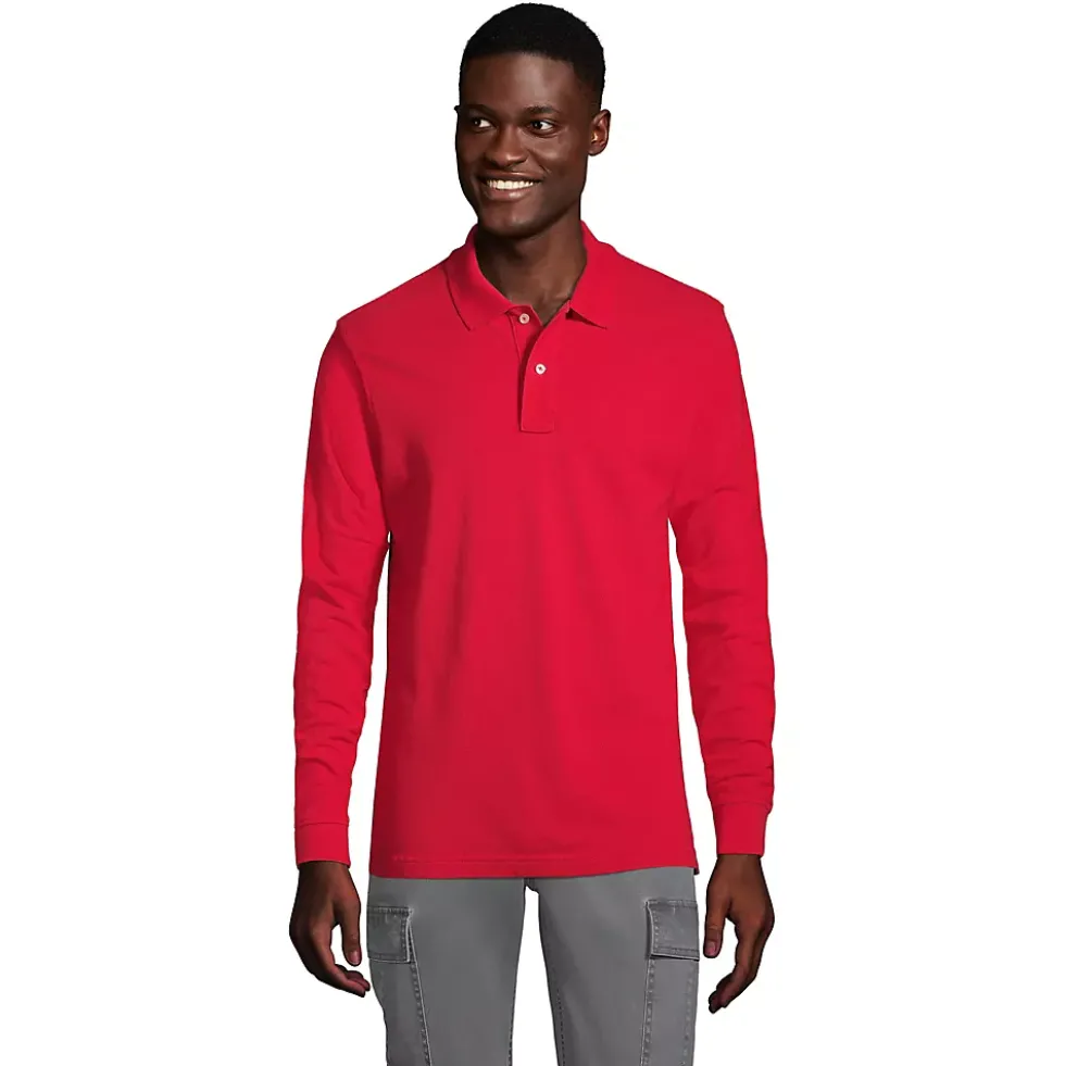 Men's Long Sleeve Classic Mesh Polo Shirt