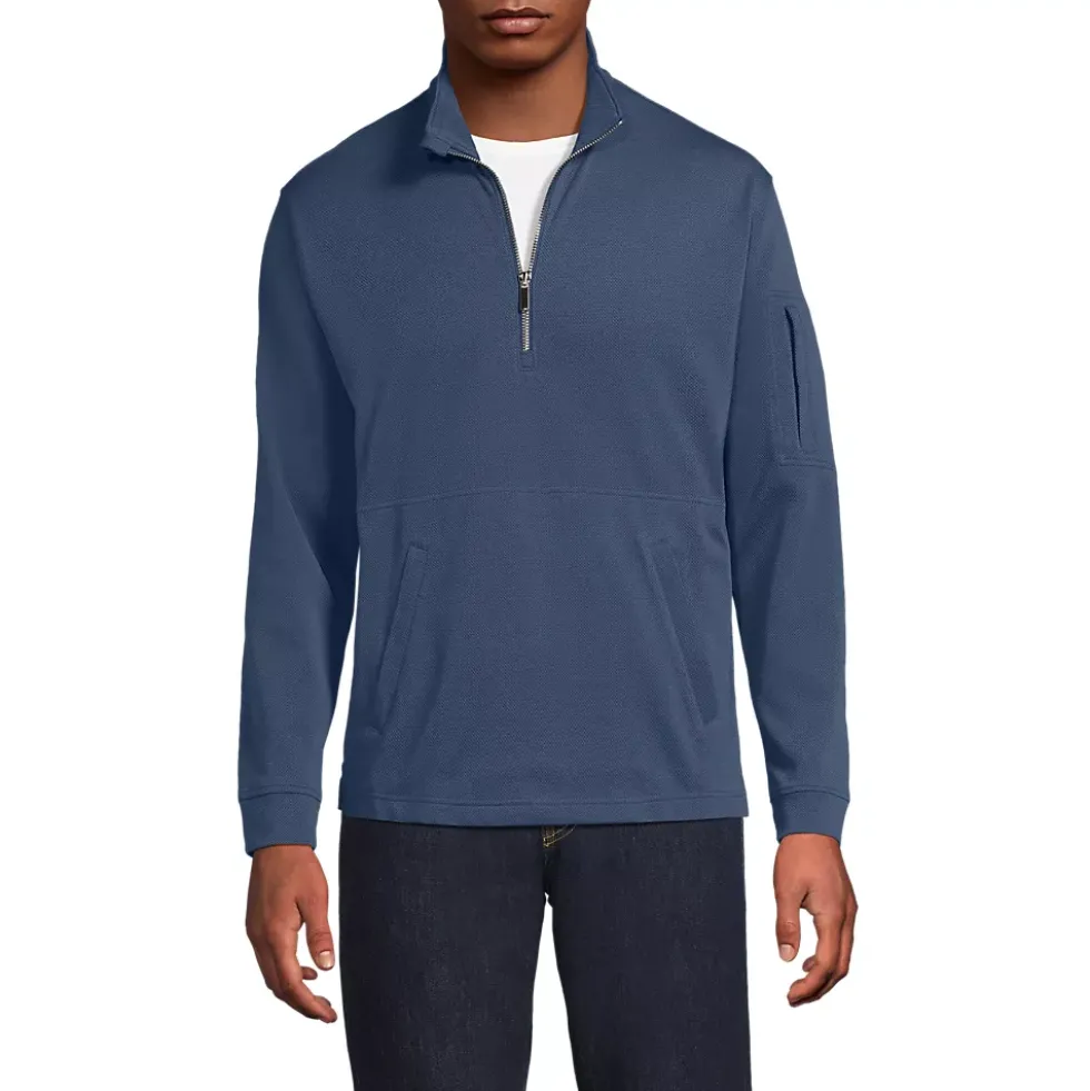 Men's Long Sleeve Cooling Performance Pique Quarter Zip