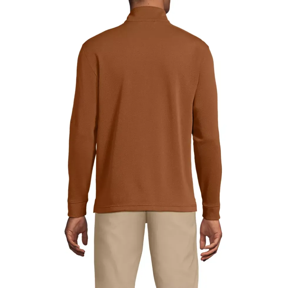 Men's Long Sleeve Cooling Performance Pique Quarter Zip