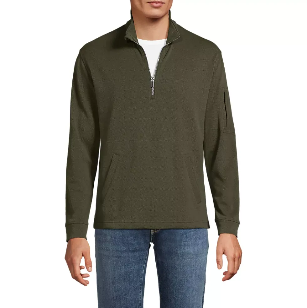Men's Long Sleeve Cooling Performance Pique Quarter Zip