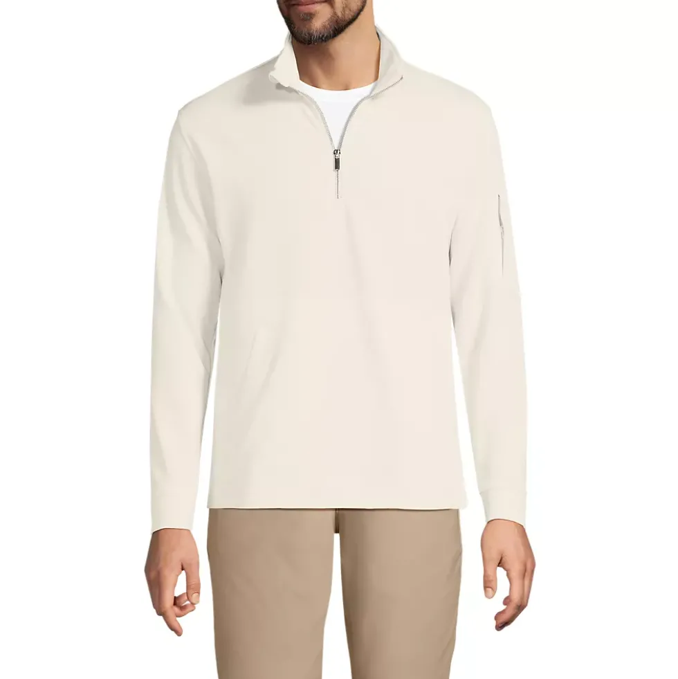 Men's Long Sleeve Cooling Performance Pique Quarter Zip