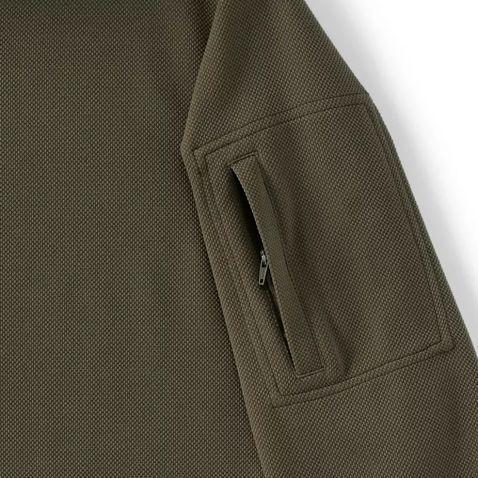Men's Long Sleeve Cooling Performance Pique Quarter Zip
