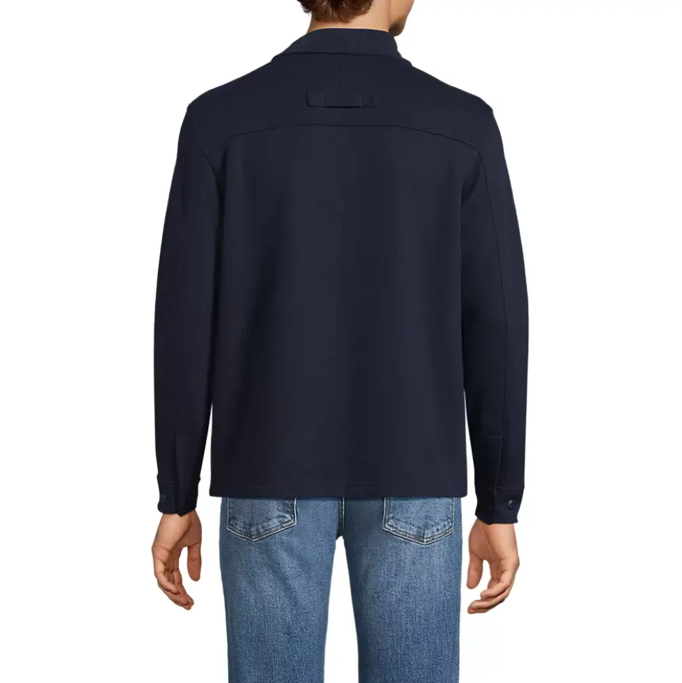 Men's Long Sleeve Corduroy Collar Bedford Rib Quarter Zip