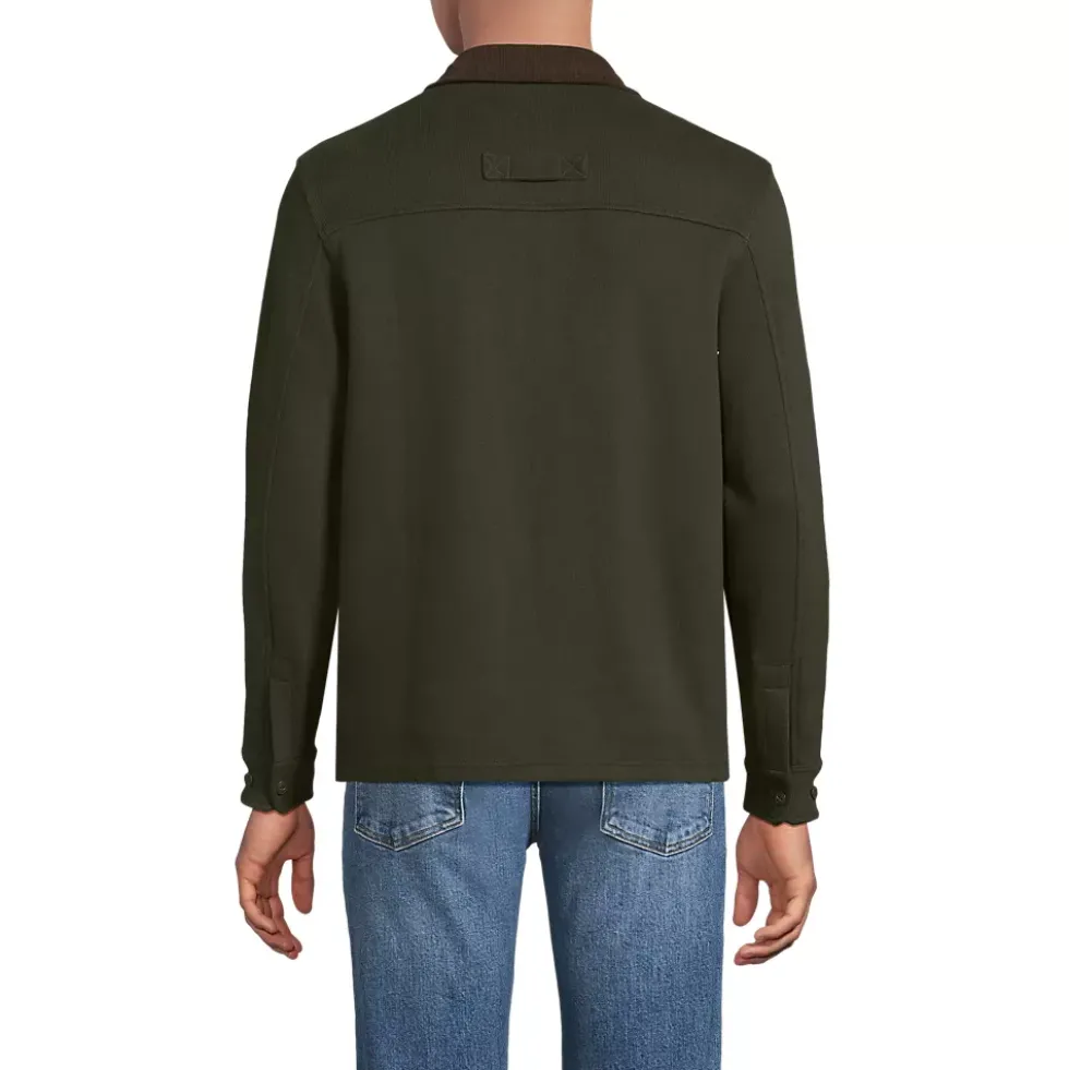 Men's Long Sleeve Corduroy Collar Bedford Rib Quarter Zip