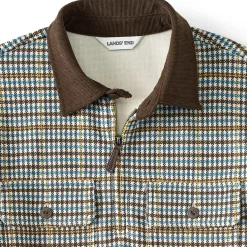 Men's Long Sleeve Corduroy Collar Bedford Rib Quarter Zip
