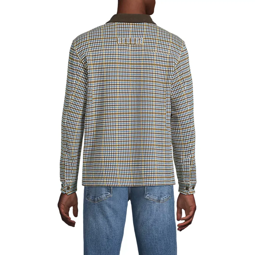 Men's Long Sleeve Corduroy Collar Bedford Rib Quarter Zip