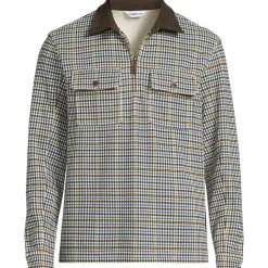 Men's Long Sleeve Corduroy Collar Bedford Rib Quarter Zip
