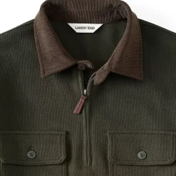 Men's Long Sleeve Corduroy Collar Bedford Rib Quarter Zip