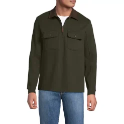 Men's Long Sleeve Corduroy Collar Bedford Rib Quarter Zip