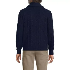 Men's Long Sleeve Cotton Blend Cable Shawl Cardigan