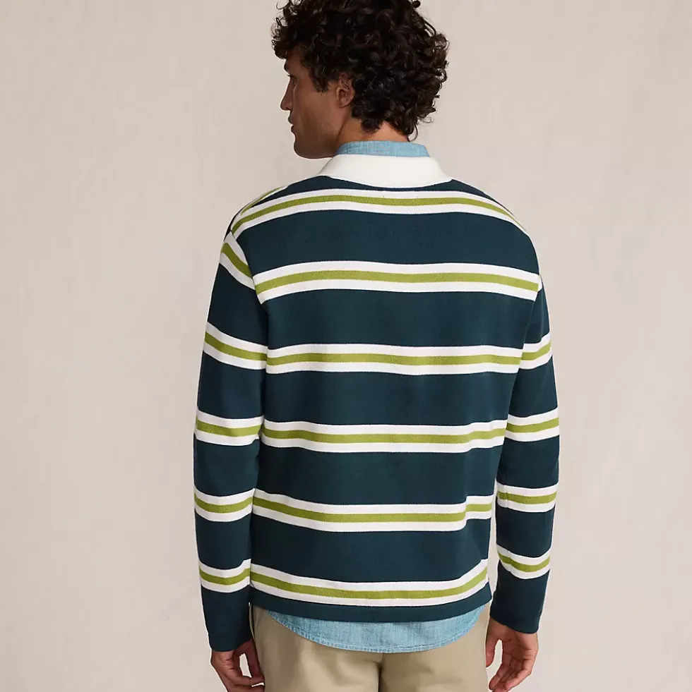 Men's Long Sleeve Cotton Rugby Sweater Polo