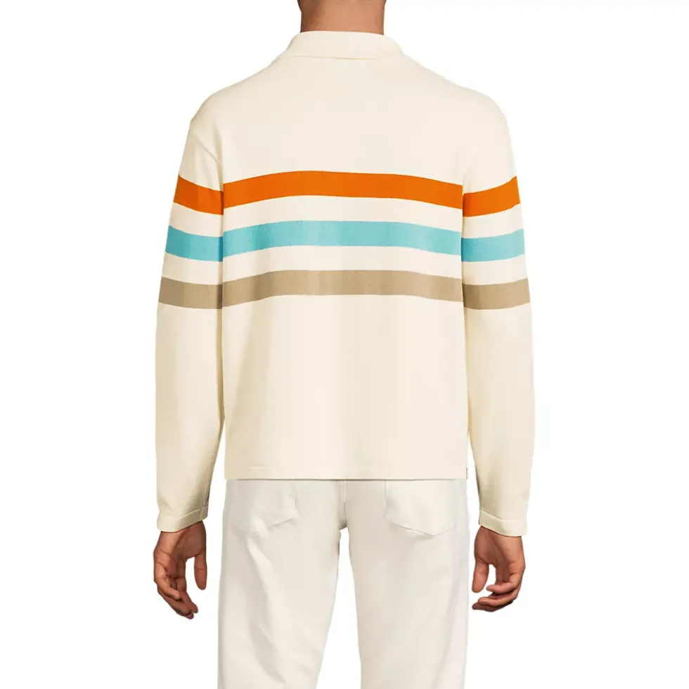 Men's Long Sleeve Cotton Rugby Sweater Polo