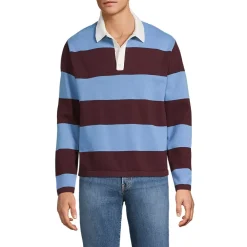 Men's Long Sleeve Cotton Rugby Sweater Polo