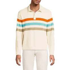 Men's Long Sleeve Cotton Rugby Sweater Polo