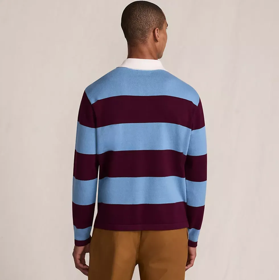 Men's Long Sleeve Cotton Rugby Sweater Polo