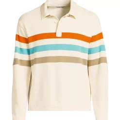 Men's Long Sleeve Cotton Rugby Sweater Polo