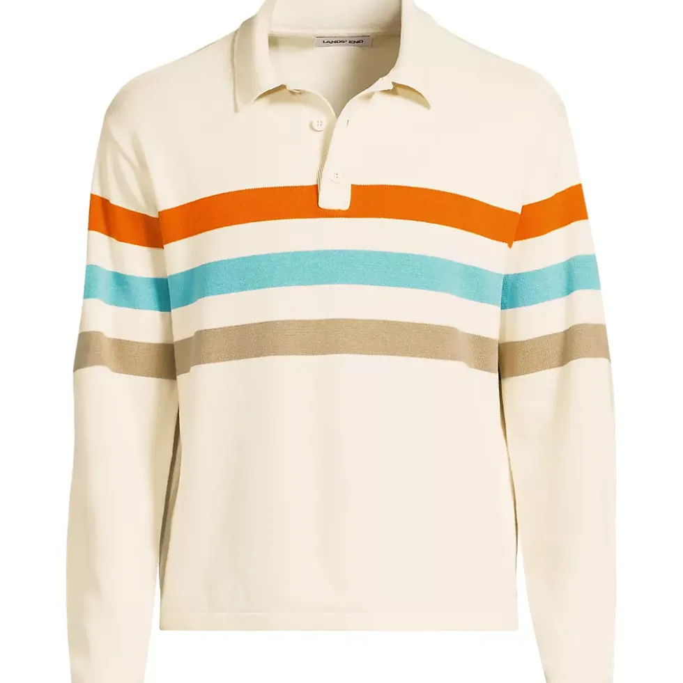 Men's Long Sleeve Cotton Rugby Sweater Polo