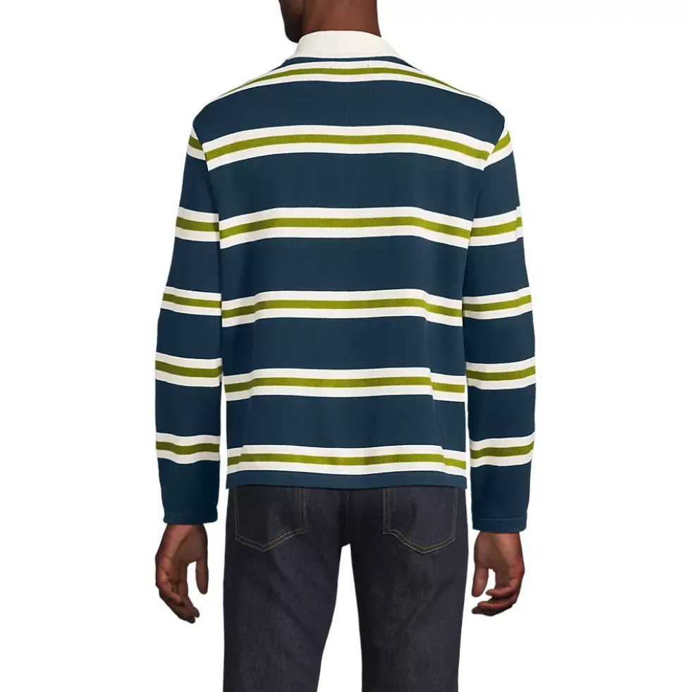 Men's Long Sleeve Cotton Rugby Sweater Polo