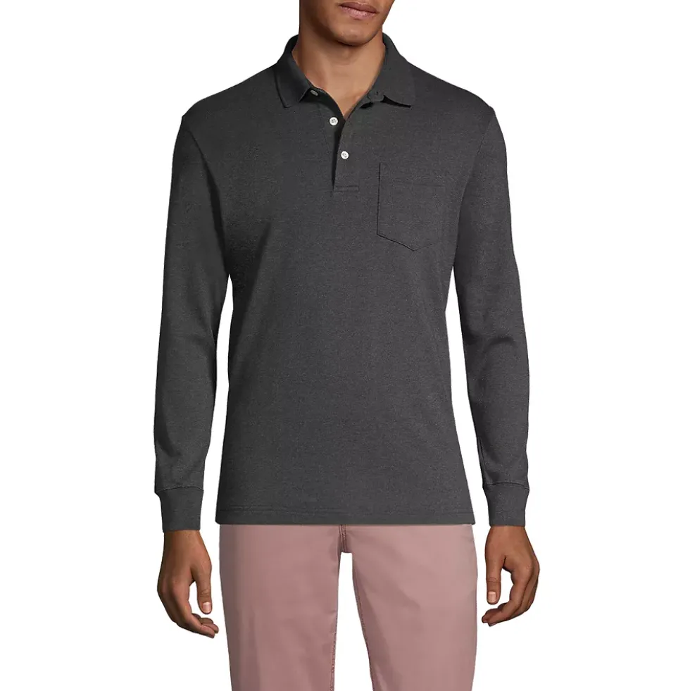 Men's Long Sleeve Cotton Supima Polo Shirt with Pocket