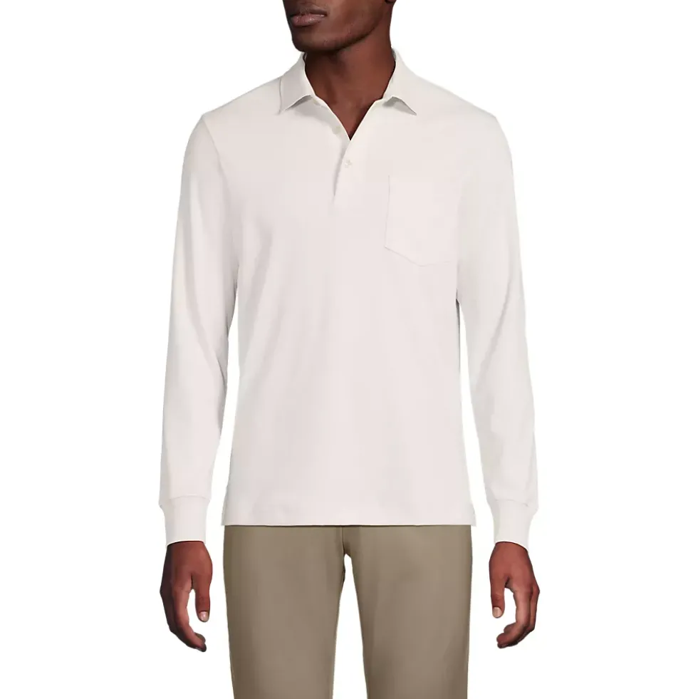 Men's Long Sleeve Cotton Supima Polo Shirt with Pocket