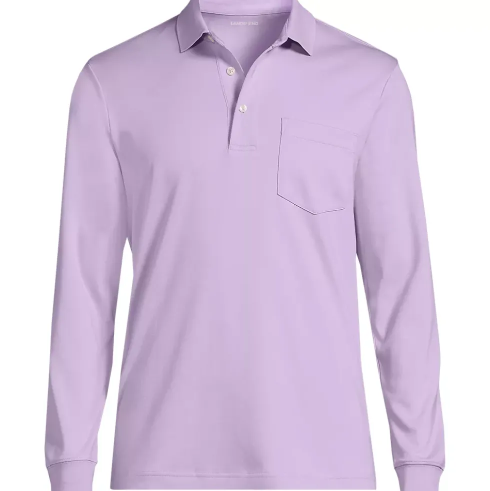 Men's Long Sleeve Cotton Supima Polo Shirt with Pocket