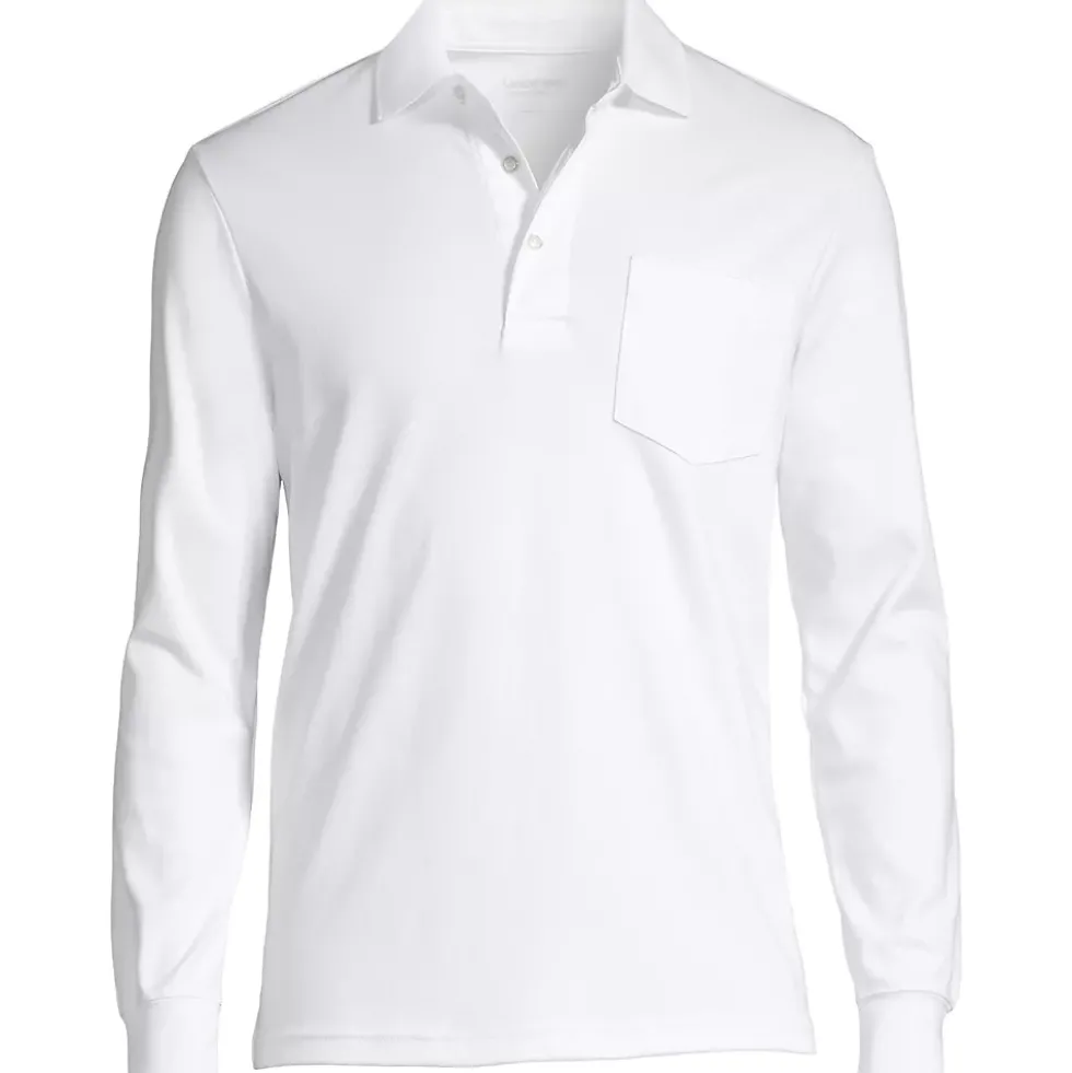 Men's Long Sleeve Cotton Supima Polo Shirt with Pocket