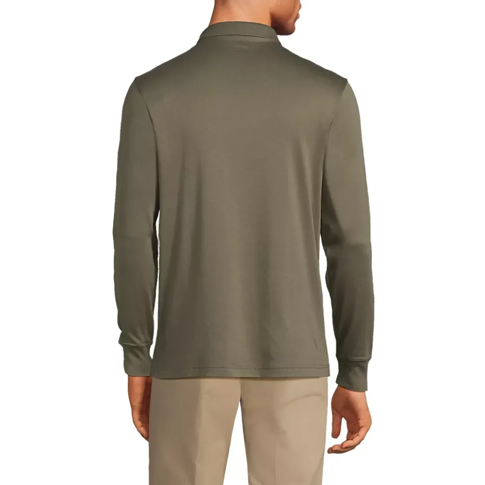 Men's Long Sleeve Cotton Supima Polo Shirt with Pocket