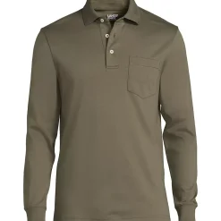 Men's Long Sleeve Cotton Supima Polo Shirt with Pocket