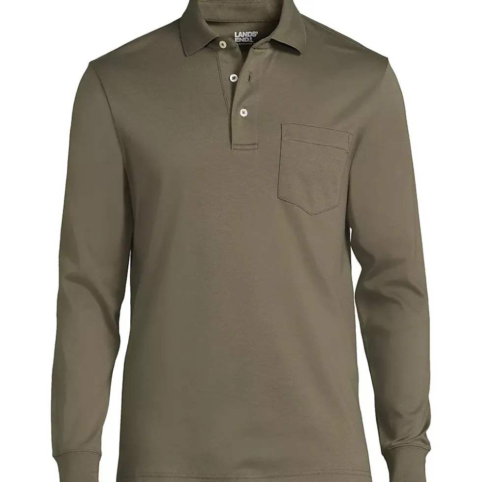 Men's Long Sleeve Cotton Supima Polo Shirt with Pocket