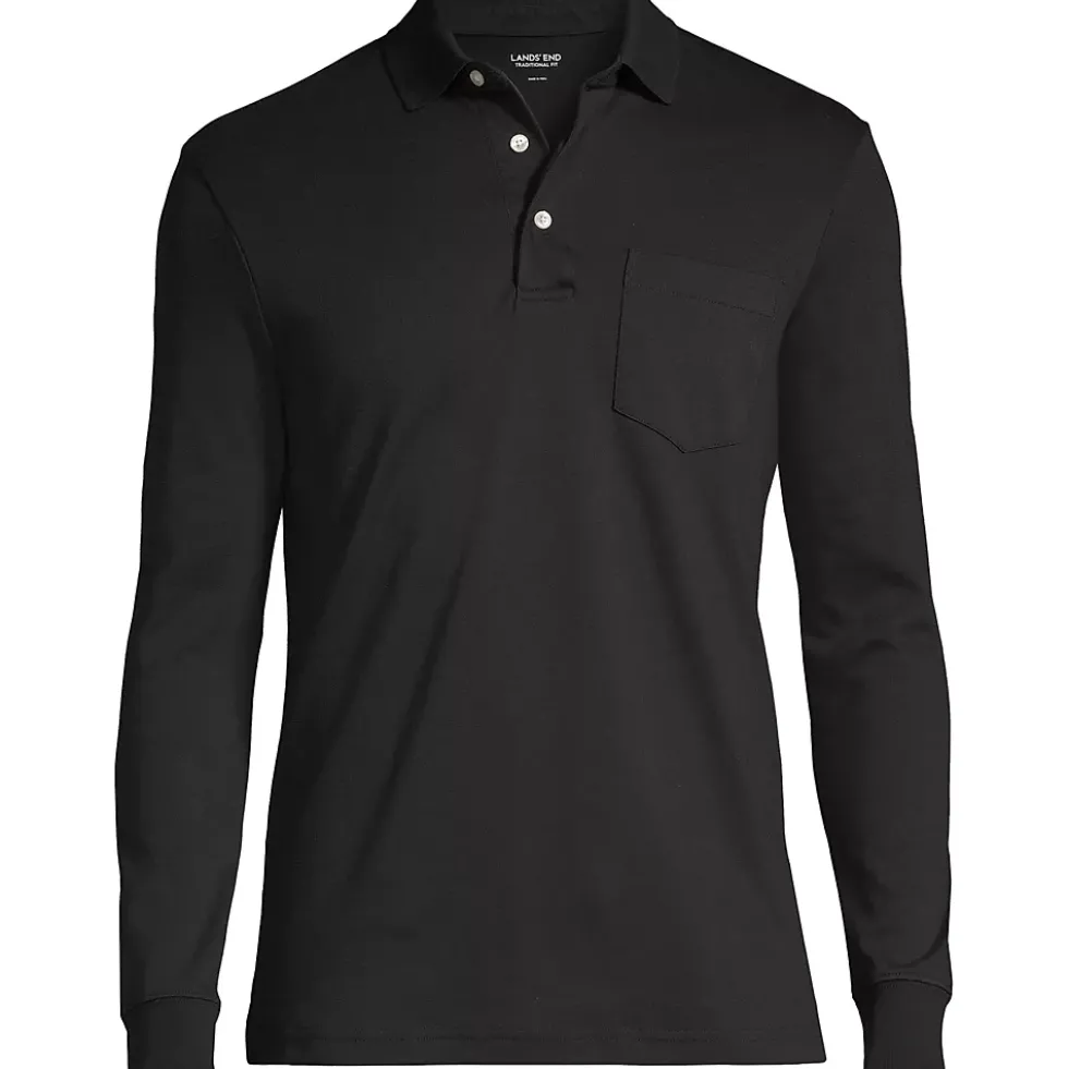 Men's Long Sleeve Cotton Supima Polo Shirt with Pocket