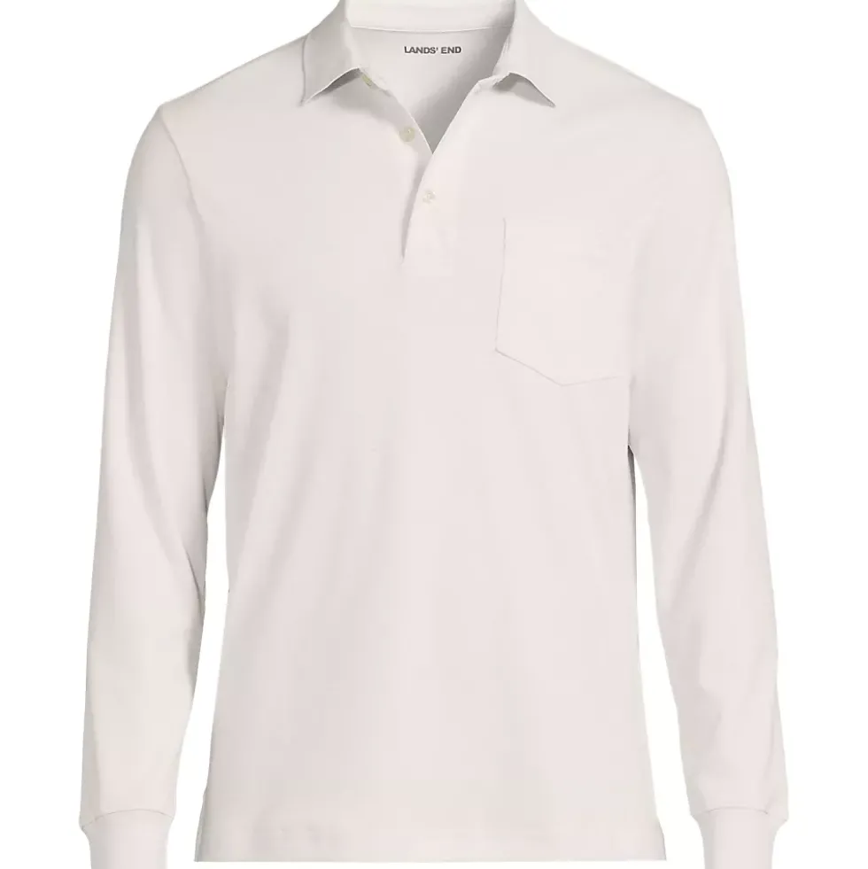 Men's Long Sleeve Cotton Supima Polo Shirt with Pocket