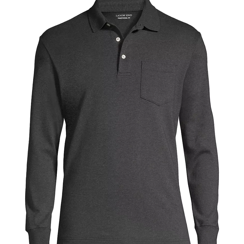 Men's Long Sleeve Cotton Supima Polo Shirt with Pocket