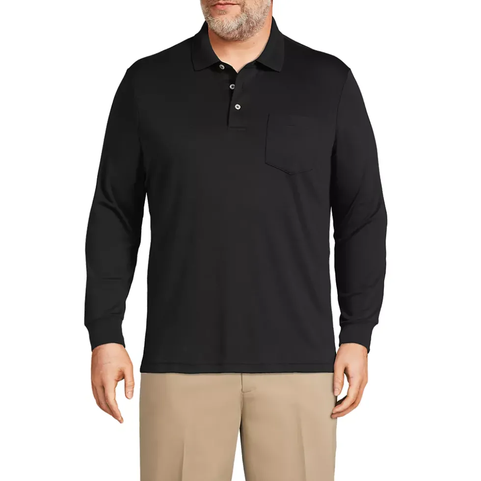 Men's Long Sleeve Cotton Supima Polo Shirt with Pocket