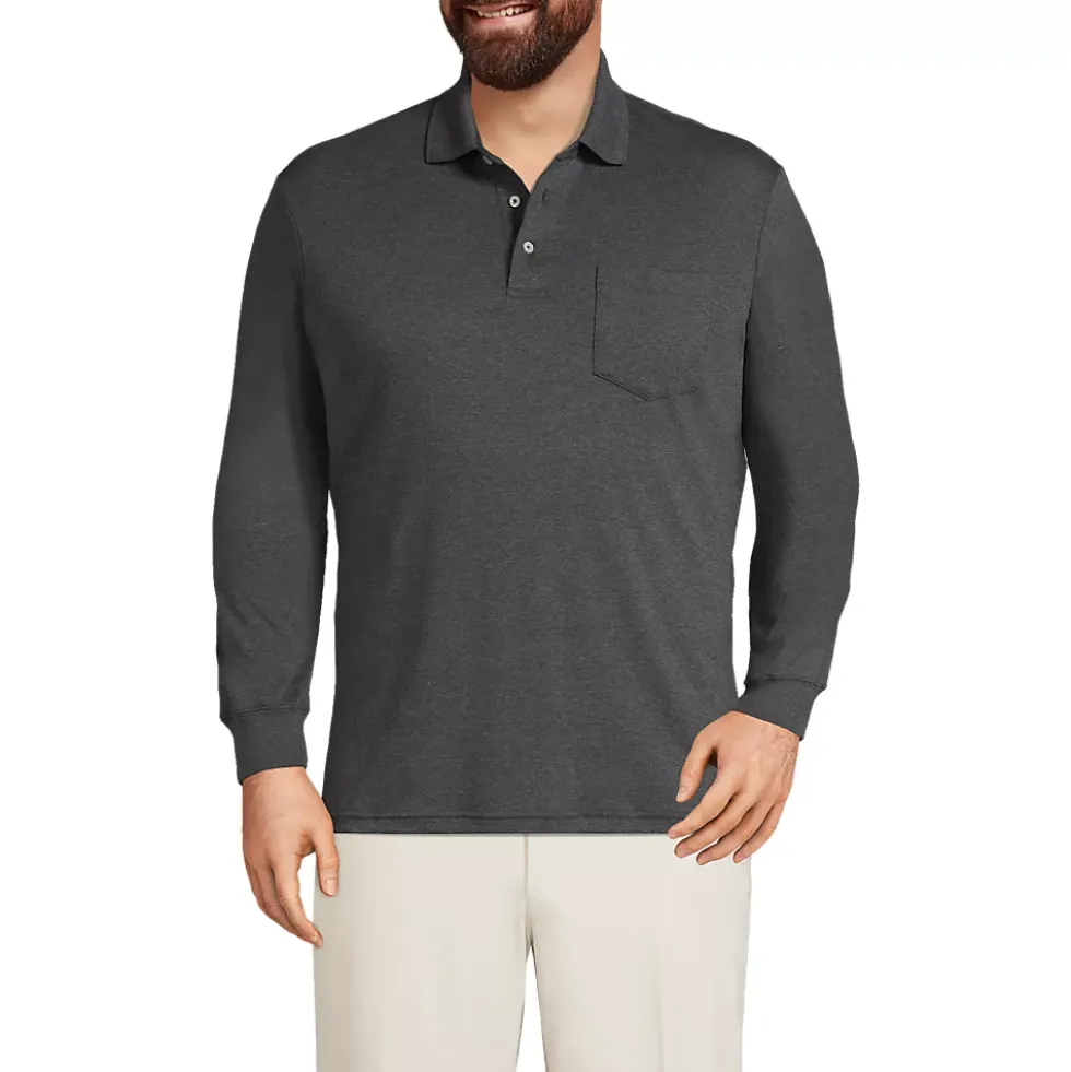 Men's Long Sleeve Cotton Supima Polo Shirt with Pocket