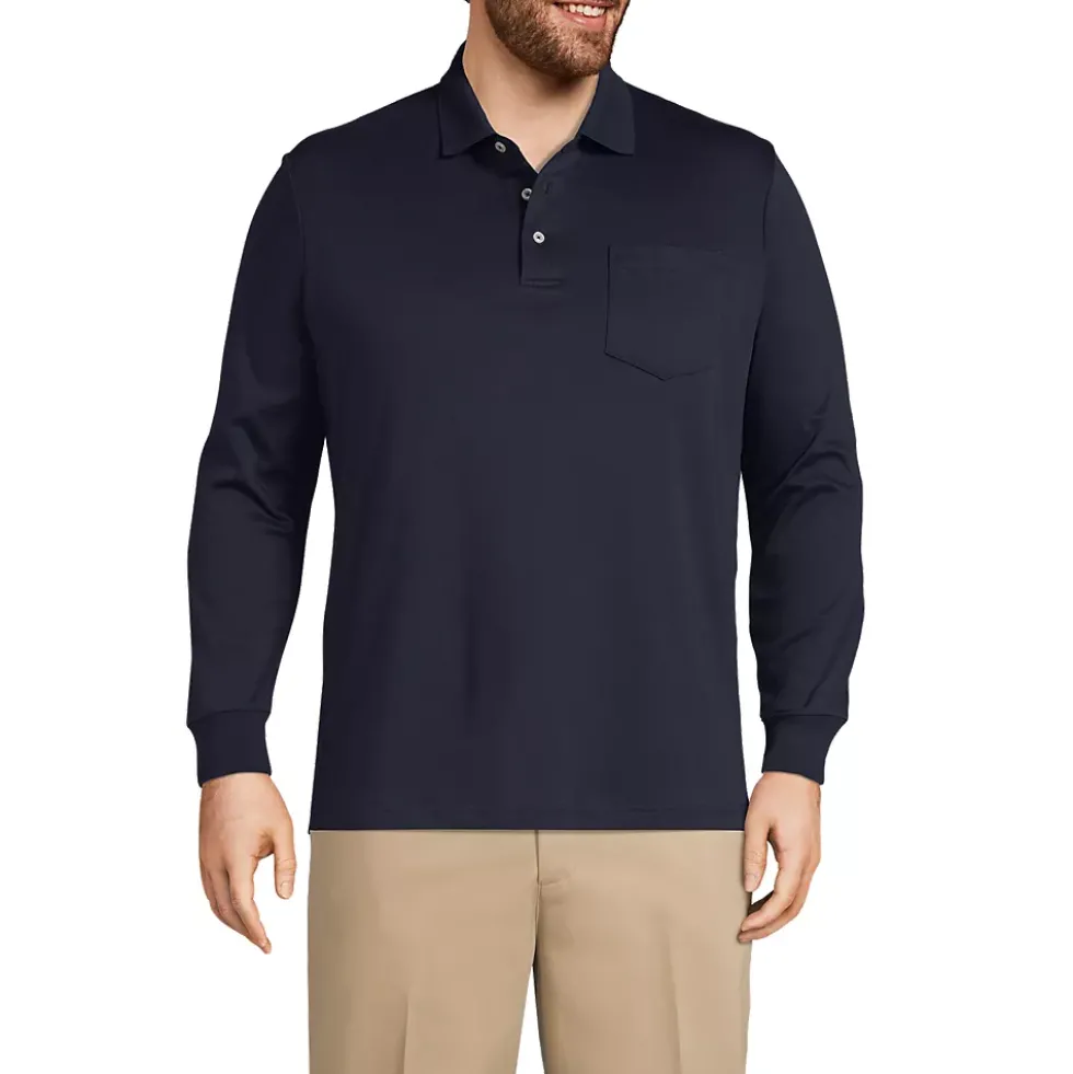 Men's Long Sleeve Cotton Supima Polo Shirt with Pocket
