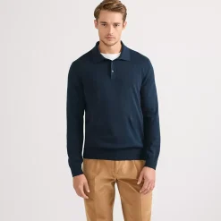 Men's Long Sleeve Cotton Sweater Polo