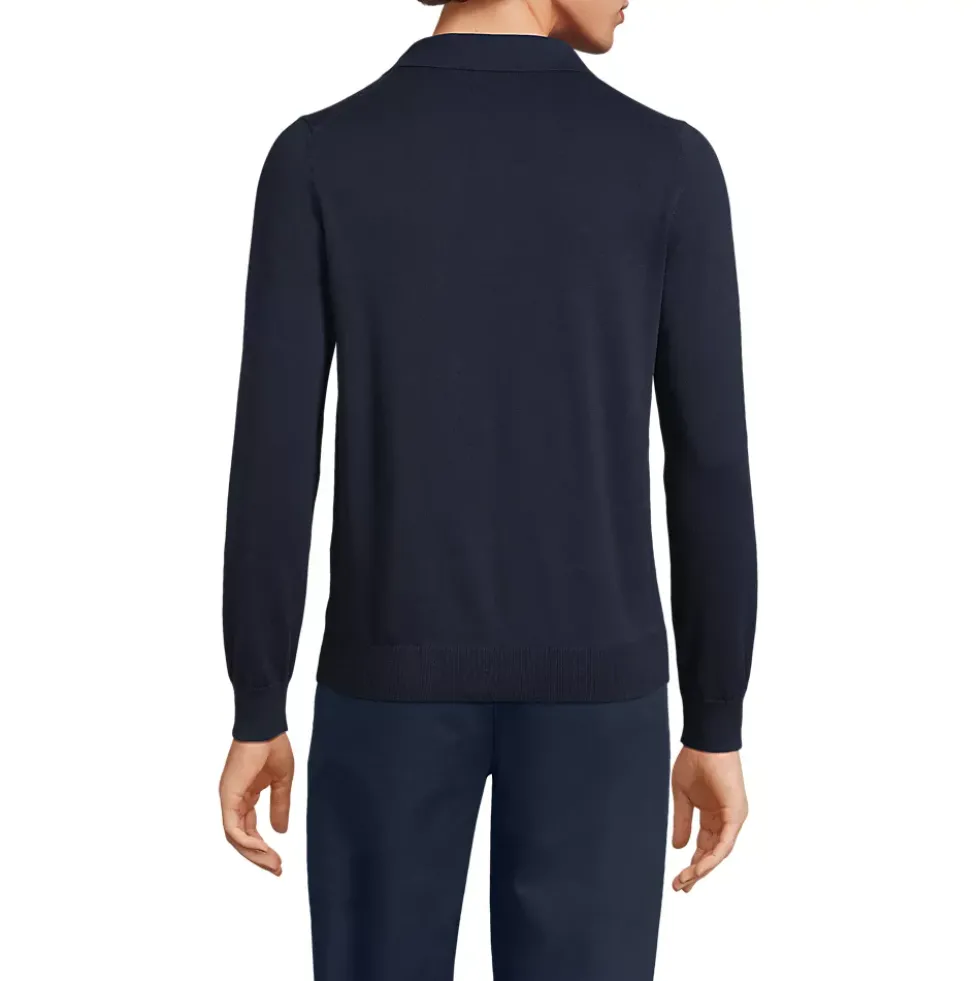 Men's Long Sleeve Cotton Sweater Polo