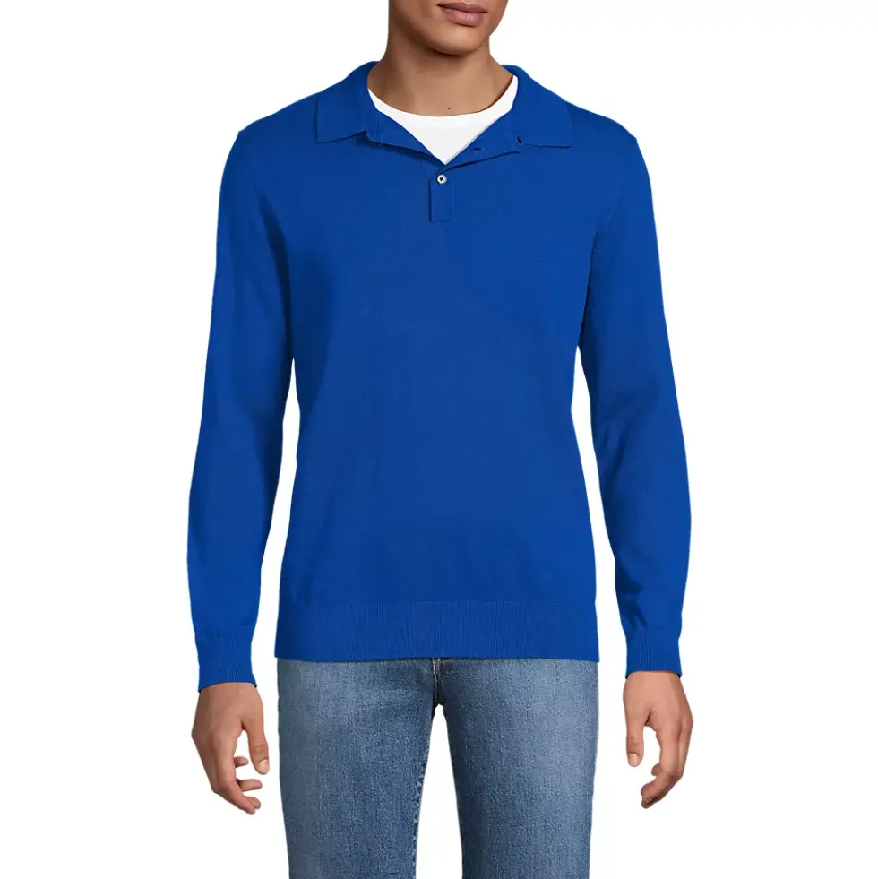 Men's Long Sleeve Cotton Sweater Polo