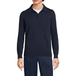 Men's Long Sleeve Cotton Sweater Polo